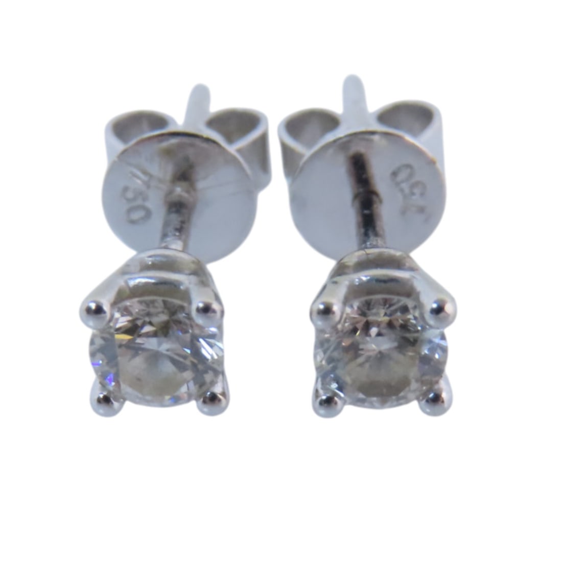 JEWELRY Pierced Diamond Earrings in 18K White Gold: JEWELRY Pierced Diamond Earrings in 18K White Gold Pierced diamond earrings in 18K white gold with a clear finish and diamond accents. The earrings are unisex, feature a regular size type, and are des