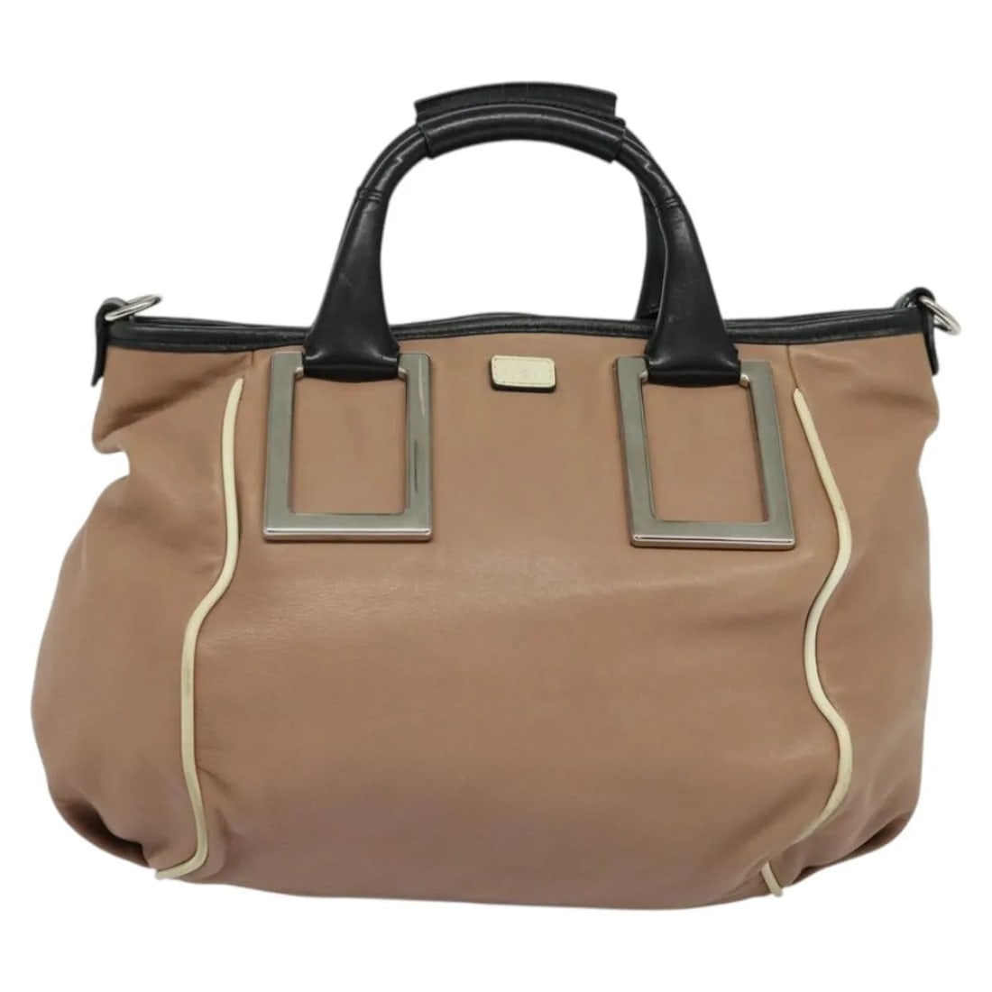 Chloe Ethel Pink Leather Handbag: Chloe Ethel Pink Leather Handbag This Chloe Ethel handbag is crafted from pink leather and designed for women. It features a structured silhouette with visible signs of wear, including rubbing, stains