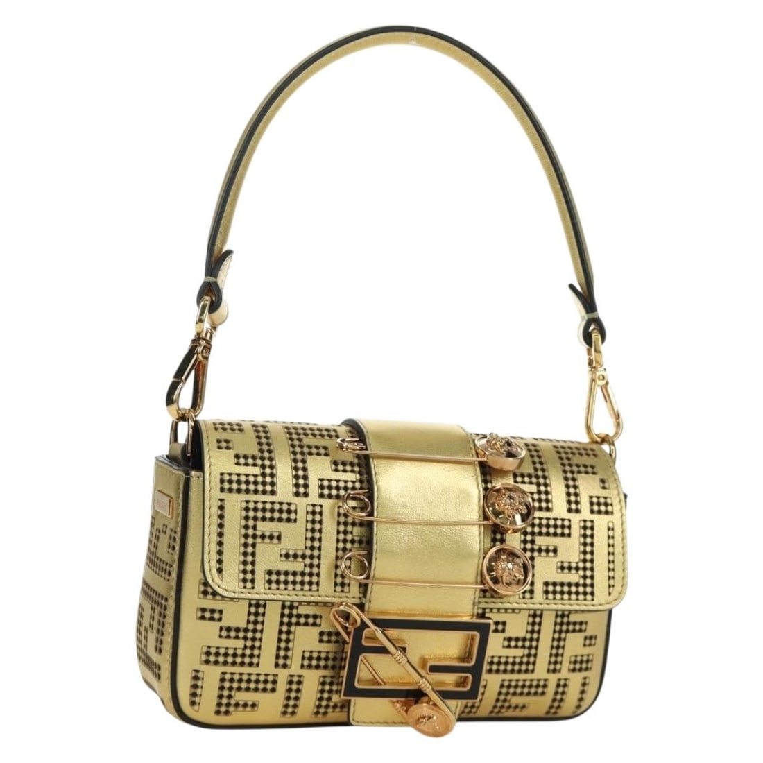 Fendi Fendace Mini Gold Leather Bucket Shoulder Bag with Dust Bag (1 of 18)