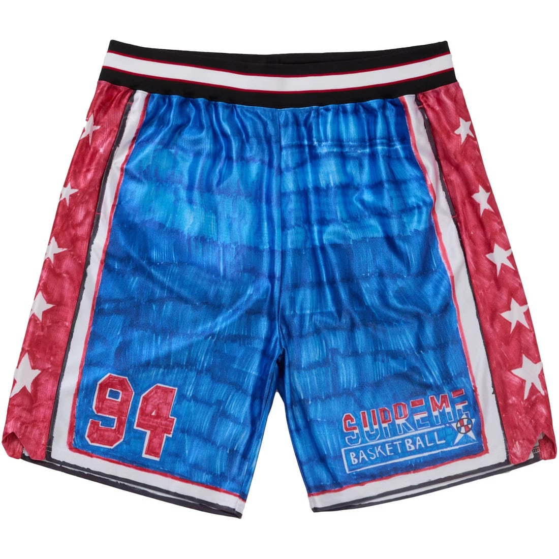 Medium Supreme Marker Basketball Shorts in Blue and Red Print (1 of 2)