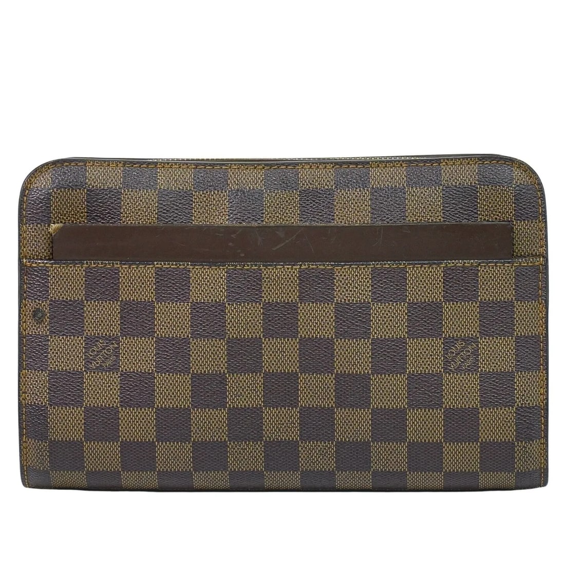Louis Vuitton Pochette Saint Louis Brown Canvas Clutch: Louis Vuitton Pochette Saint Louis Brown Canvas Clutch A Louis Vuitton Pochette Saint Louis in Damier pattern, presented as a unisex pouch in brown canvas. Made in France, it measures 24 cm x 15 cm x 