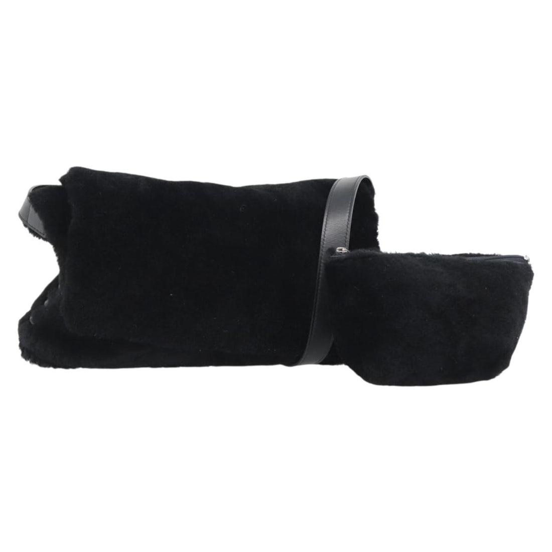 SAINT LAURENT Black Canvas Shoulder Bag with Pouch: SAINT LAURENT Black Canvas Shoulder Bag with Pouch Black SAINT LAURENT shoulder bag in canvas, offered with a pouch accessory. It measures approximately W30 x H16 x D5 cm, with a shoulder drop of appr