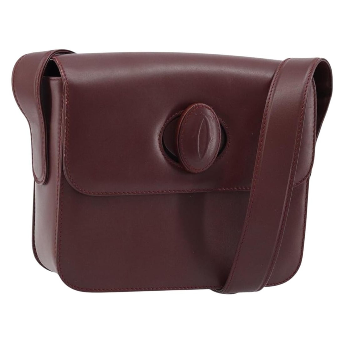 Cartier Must Line Leather Shoulder Bag Bordeaux Gold Tone: Cartier Must Line Leather Shoulder Bag Bordeaux Gold Tone Cartier Must Line shoulder bag in bordeaux leather with gold-tone metal fittings. It measures approximately W20 cm x H15 cm x D5 cm, with a sh
