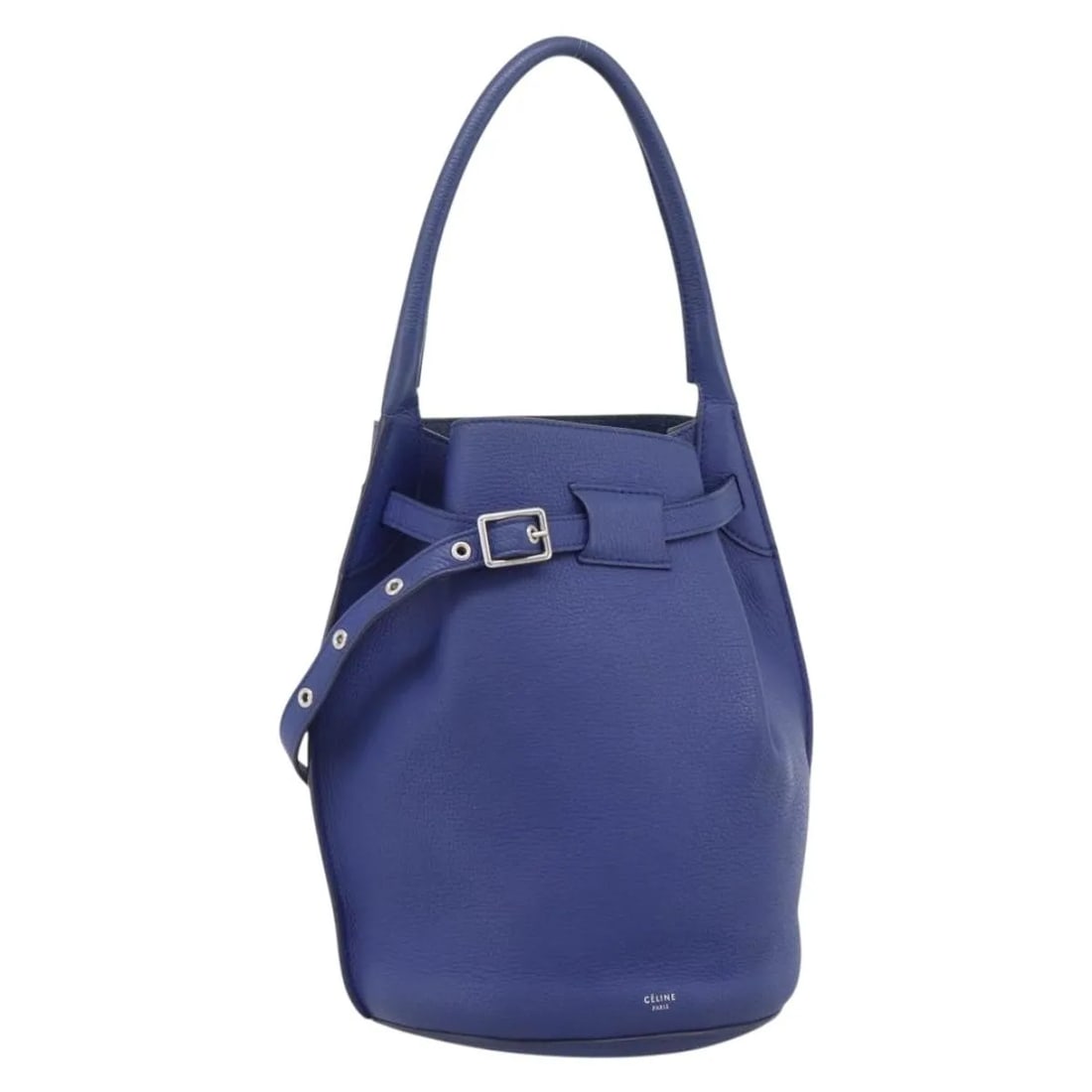 Celine Big Bag Bucket Blue Leather Handbag: Celine Big Bag Bucket Blue Leather Handbag Celine Big Bag Bucket leather bag in blue, designed for women. It is made in France and measures 20 cm x 28 cm x 20 cm. Condition is good, with light wear an