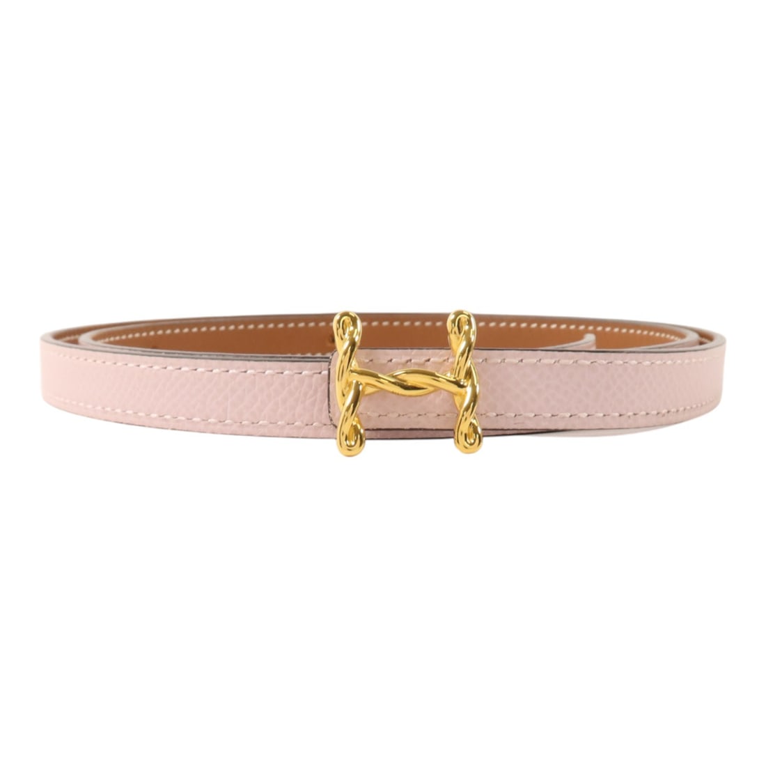 HERMES H Torsade Reversible Belt 85 Epsom Calfskin Pink Gold: HERMES H Torsade Reversible Belt 85 Epsom Calfskin Pink Gold Hermes reversible belt with an H Torsade buckle in gold hardware. It is made from Epsom and calfskin (cowhide) leather and presented in mau