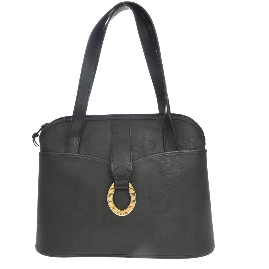 Dior medium black shoulder bag in leather and PVC: Dior medium black shoulder bag in leather and PVC Vintage Christian Dior shoulder bag in black leather and PVC with a zip closure and medium-size silhouette. The bag features one exterior pocket and o