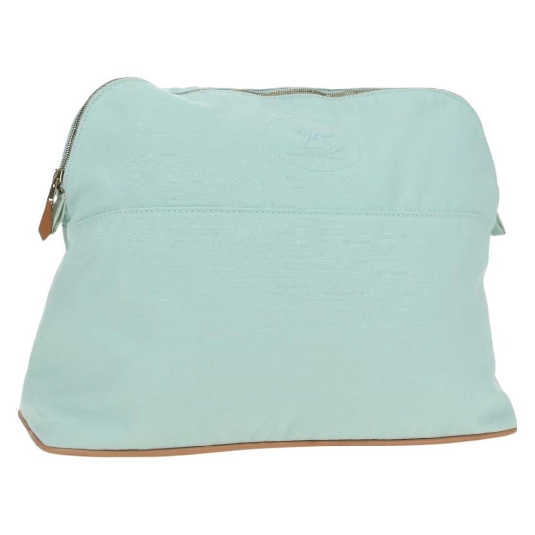 Hermes Bolide Cotton Pouch Light Blue Gold Tone France: Hermes Bolide Cotton Pouch Light Blue Gold Tone France A Hermes Bolide pouch in light blue and gold, made from cotton and crafted in France. The pouch is offered in very good AB condition with slight 
