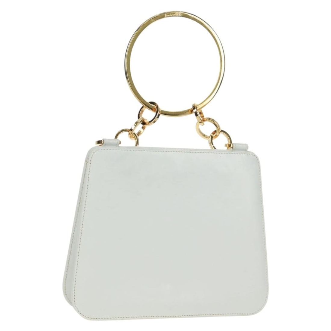 Salvatore Ferragamo Leather Handbag White Gold with Dust Bag: Salvatore Ferragamo Leather Handbag White Gold with Dust Bag Salvatore Ferragamo leather handbag in white and gold, made in Italy. This women's handbag includes a dust bag and shows reasonable wear an