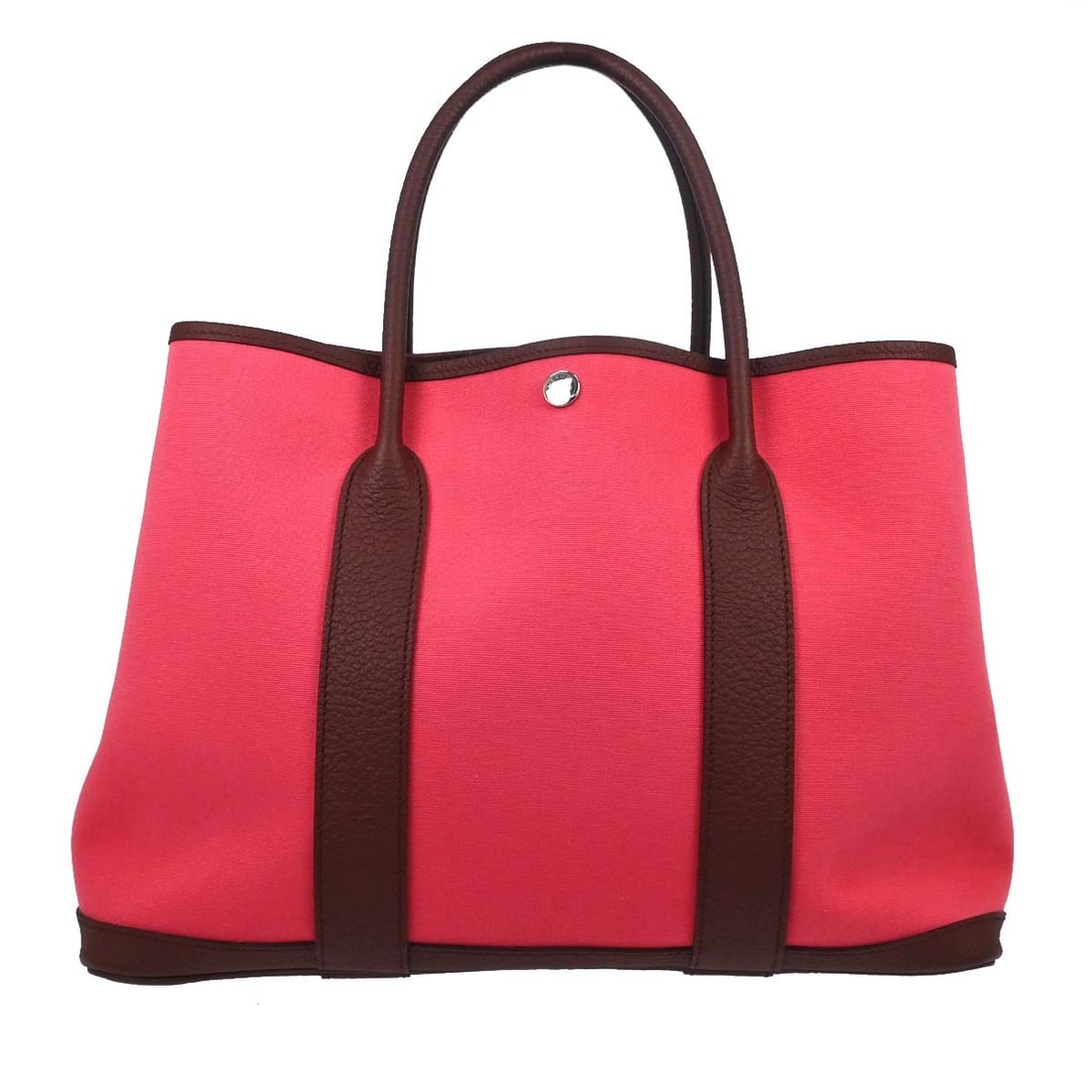 Hermes Garden Party 30 TPM Rose Extreme Toile Officier Negonda Tote: Hermes Garden Party 30 TPM Rose Extreme Toile Officier Negonda Tote Hermes Garden Party 30 TPM tote handbag in Rose Extreme, made in France. It features double handles with a 4 in handle drop, silver-