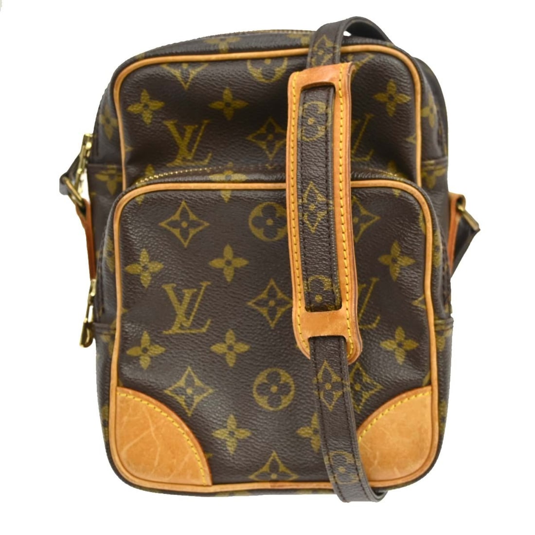 Louis Vuitton Amazon Monogram Crossbody Shoulder Bag M45236: Louis Vuitton Amazon Monogram Crossbody Shoulder Bag M45236 Louis Vuitton Amazon cross body shoulder bag in brown Monogram Canvas and leather, made in France. This vintage bag shows noticeable wear co