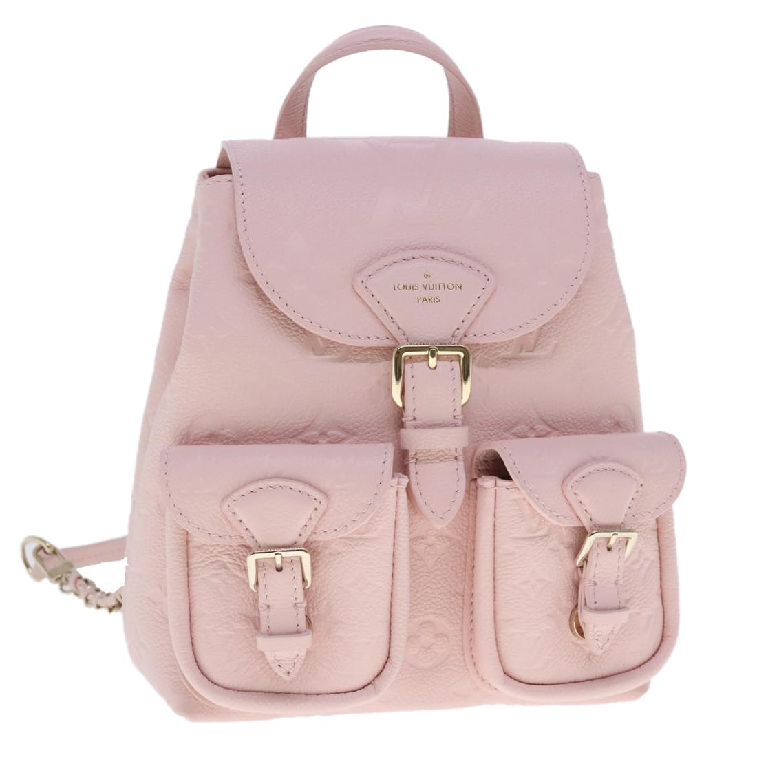 Louis Vuitton M47074 Backup Backpack Pink Monogram Empreinte Leather: Louis Vuitton M47074 Backup Backpack Pink Monogram Empreinte Leather A Louis Vuitton Monogram Empreinte leather backpack in pink, presented in excellent condition with a pristine overall appearance. I