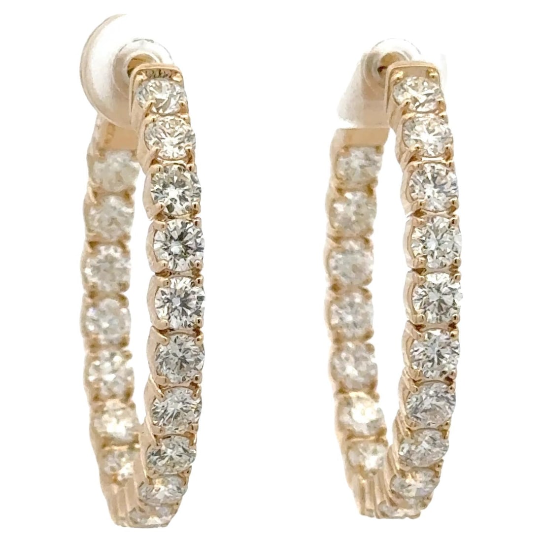 Harbor Diamonds 14K Gold Oval Hoop Earrings 5.09 Carats with 36 Diamonds (1 of 7)