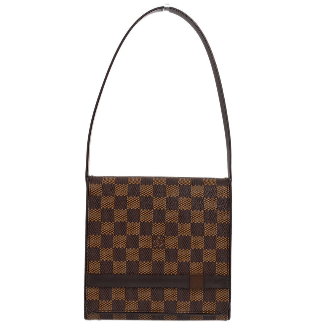 Louis Vuitton Tribeca Mini Top Handle Bag Damier Ebene N51162: Louis Vuitton Tribeca Mini Top Handle Bag Damier Ebene N51162 Louis Vuitton Tribeca mini handbag in brown Damier canvas with leather trim and double handles. This small top handle bag features a magne