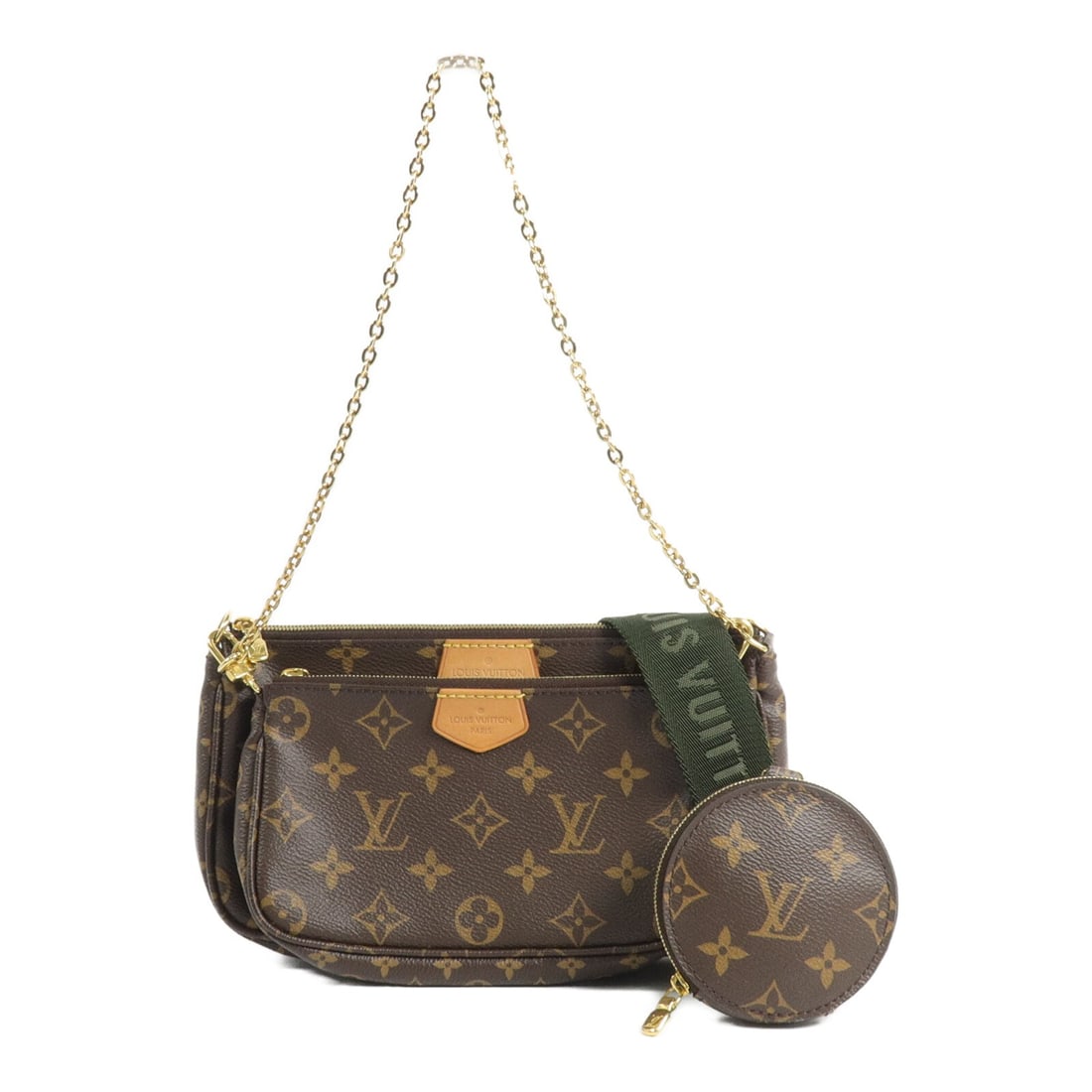 Louis Vuitton M44813 Multi Pochette Monogram Shoulder Bag with Pouch: Louis Vuitton M44813 Multi Pochette Monogram Shoulder Bag with Pouch A Louis Vuitton Multi Pochette Accessoires 2 Way Shoulder Bag in brown Monogram x PVC coated canvas. This model M44813 features a 2