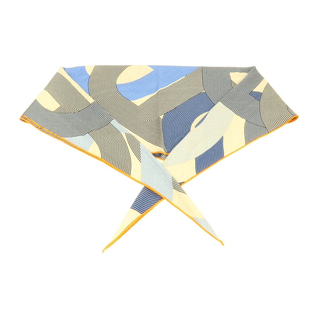 HERMES Cashmere Silk Giant Triangle Scarf 208x83cm Blue Multicolor: HERMES Cashmere Silk Giant Triangle Scarf 208x83cm Blue Multicolor Hermes Giant Triangle Scarf in blue and multicolor, made from cashmere and silk. This women's regular-size scarf was manufactured in 