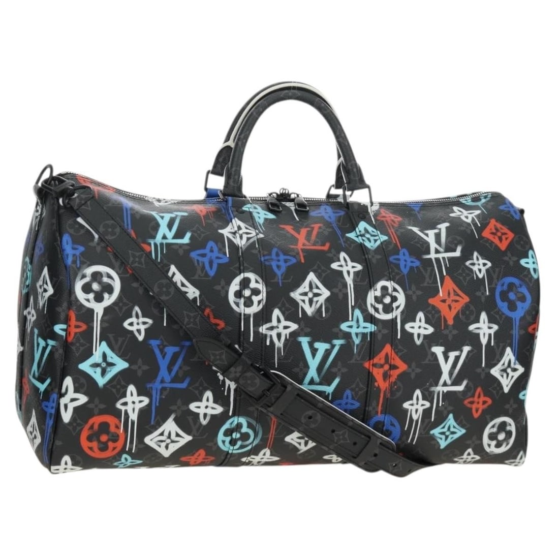 Louis Vuitton M21384 Keepall Bandouliere 50 Boston Bag Monogram Canvas: Louis Vuitton M21384 Keepall Bandouliere 50 Boston Bag Monogram Canvas Louis Vuitton Eclipse Graffiti Keepall Bandouliere 50 Boston bag in Monogram canvas, made in France. This bag includes a shoulder