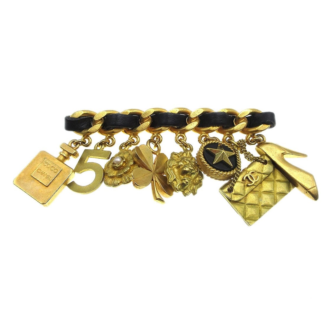Chanel 94P Gold Plated Clover Icon Brooch Pin (1 of 4)