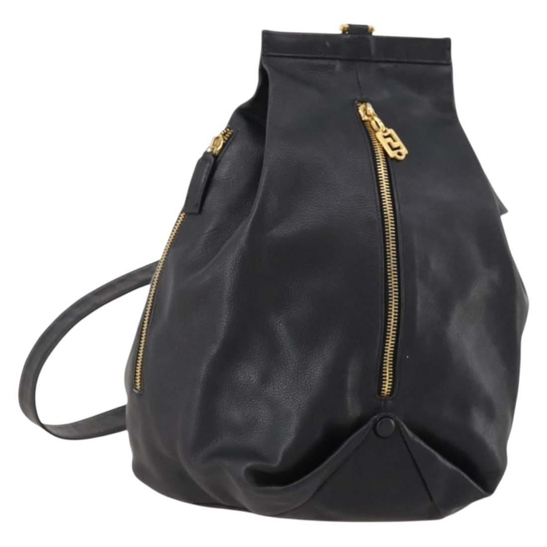 Gianni Versace Black Leather Shoulder Bag with Gold Tone Hardware: Gianni Versace Black Leather Shoulder Bag with Gold Tone Hardware Gianni Versace shoulder bag in black and gold leather, made in Italy. This women's bag has a structured size of approximately 35 cm x 