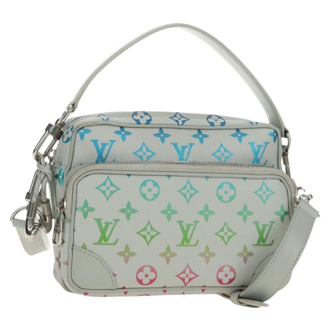 Louis Vuitton M13897 Nile Monogram Canvas Shoulder Bag Gray: Louis Vuitton M13897 Nile Monogram Canvas Shoulder Bag Gray A Louis Vuitton Monogram Iridescent Nile shoulder bag in gray monogram canvas. It comes with a dust bag and item box, and was made in Spain.