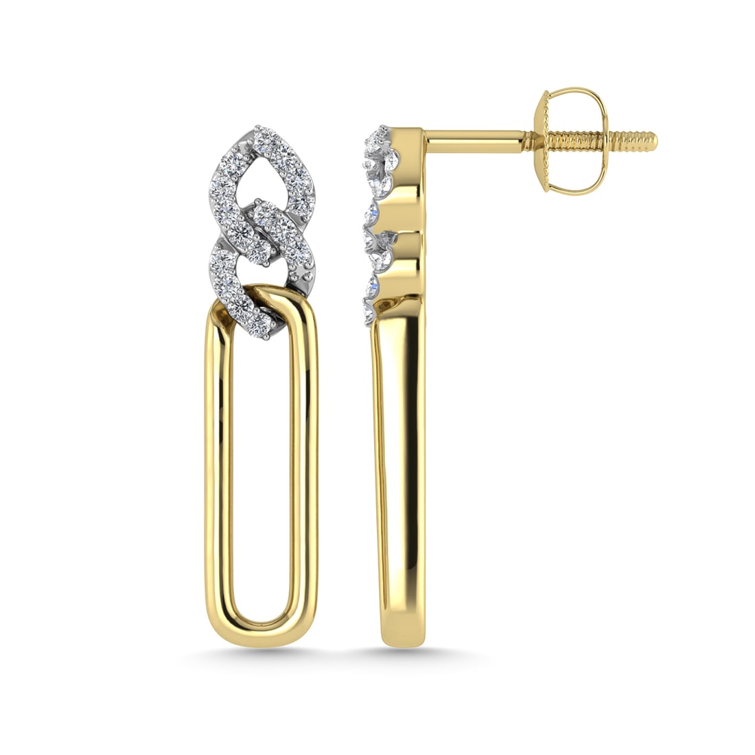 Diamond 1/8 Ct.Tw. Fashion Earrings in 10K Yellow Gold: Diamond 1/8 Ct.Tw. Fashion Earrings in 10K Yellow Gold 10k Yellow Gold Stone Color: G-h Stone Clarity: I1 This item may take 2-5 weeks for shipping. PLEASE NOTE: Framed, Large, or heavy items do not h