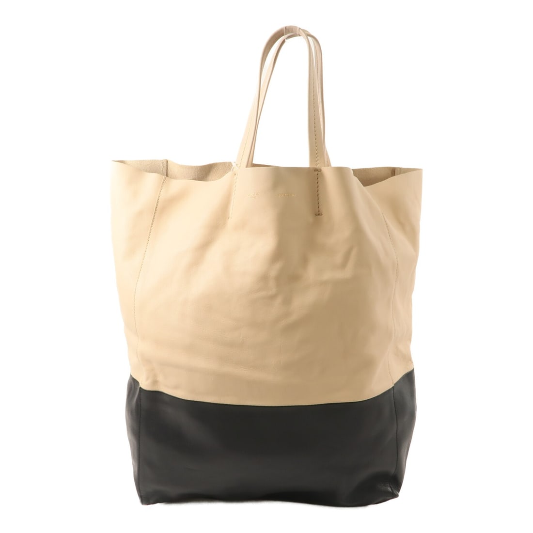 CELINE Cabas Small Lambskin Tote Bag Beige Black GHW: CELINE Cabas Small Lambskin Tote Bag Beige Black GHW CELINE Cabas Small Tote Bag in lambskin leather with a beige and black color combination. This women's regular-size tote bag features an inside zip