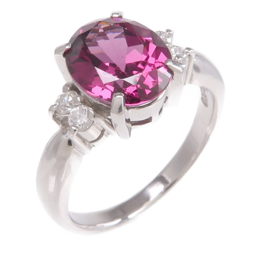Pt900 Platinum Ring JEWELRY Rhodolite Garnet Diamond Size 7.25 (1 of 8)