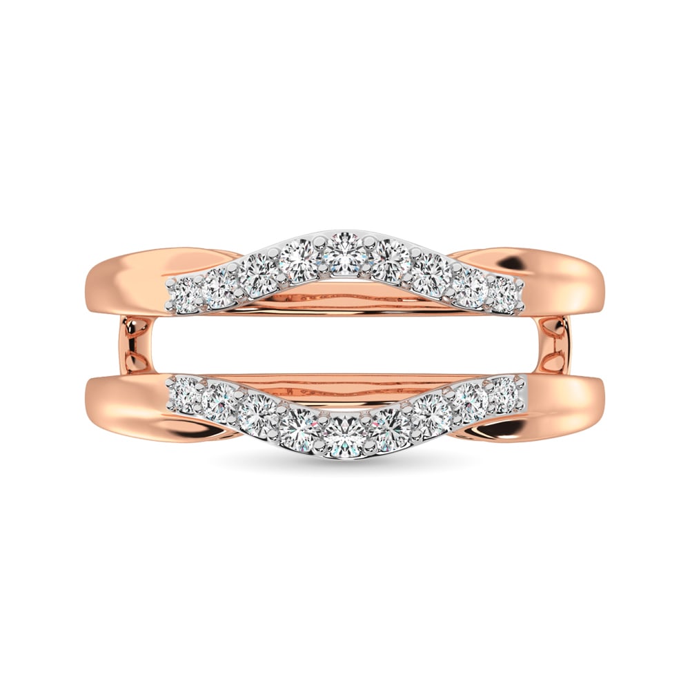 10K Rose Gold 1/4 Ct.Tw. Diamond Guard Ring: 10K Rose Gold 1/4 Ct.Tw. Diamond Guard Ring This Amazing Guard Ring Is Available In 10K Rose Gold. There Are 18 Round Diamonds With A Total Carat Weight Of 1/4 Ct.Tw. Set In A Prong Setting. 10k Rose 