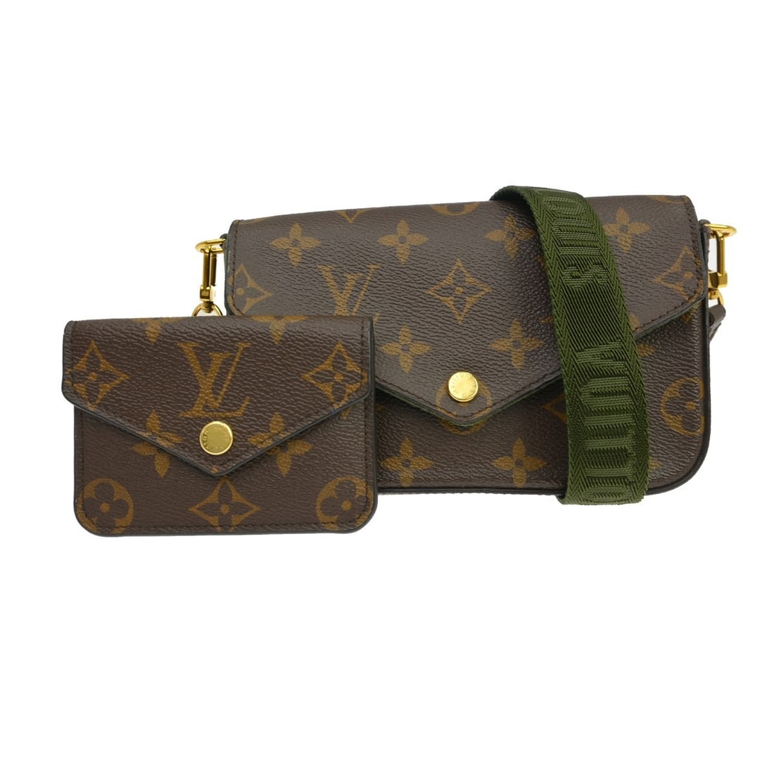 Louis Vuitton Felicie Monogram Canvas Crossbody Bag M80091: Louis Vuitton Felicie Monogram Canvas Crossbody Bag M80091 Vintage Louis Vuitton Felicie shoulder bag in brown monogram canvas and leather. This women's bag features a button closure, adjustable cross