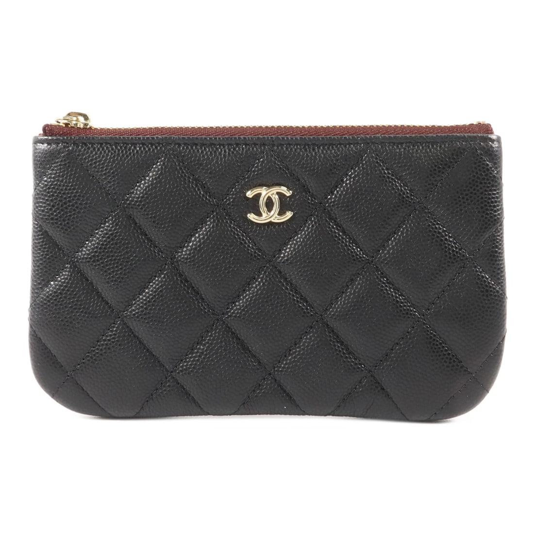 Black Calfskin Coin Pouch CHANEL CC A82365: Black Calfskin Coin Pouch CHANEL CC A82365 A CHANEL CC coin pouch in black calfskin leather with gold-tone hardware. The pouch is model A82365 and features a fastener pocket. It comes with the storage