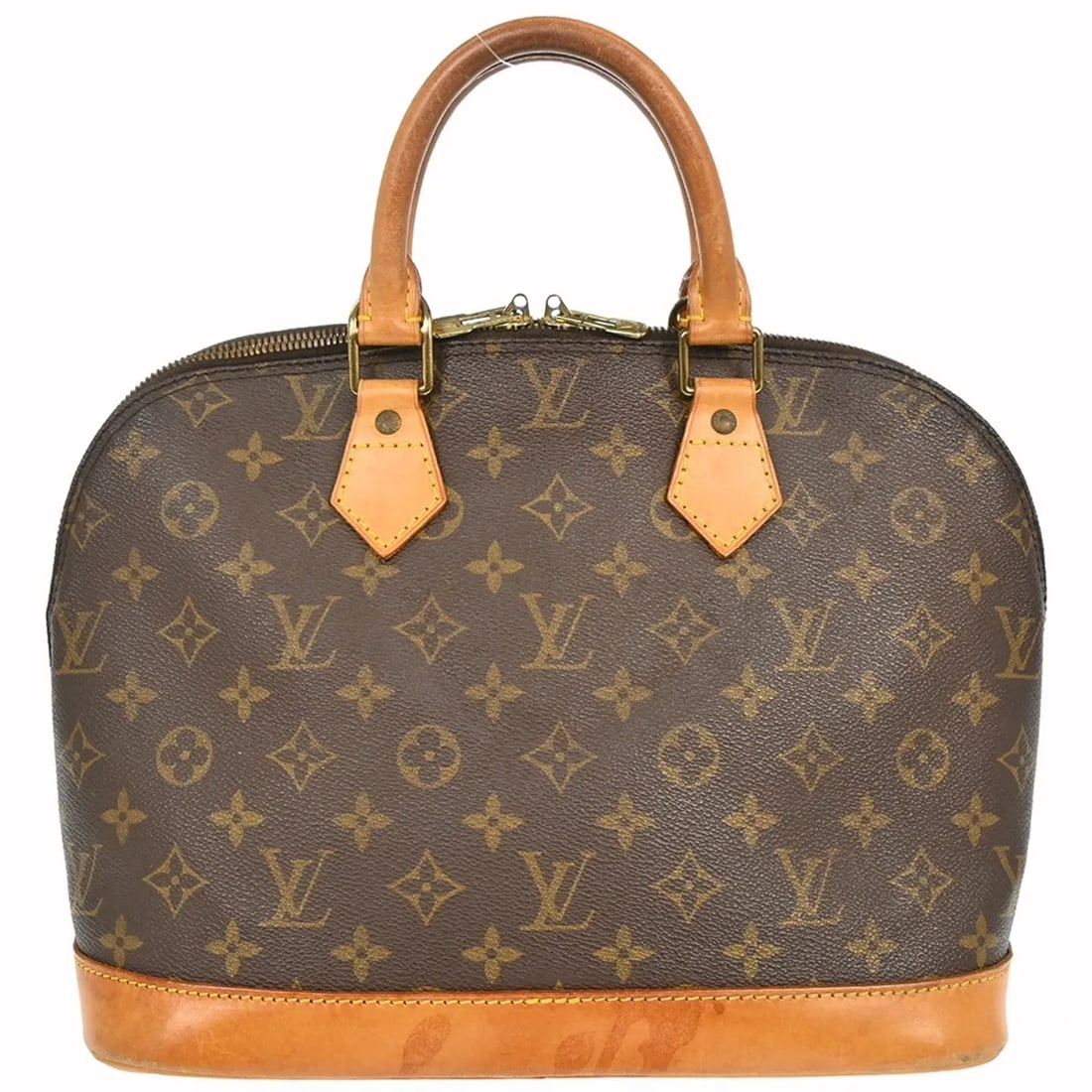 Louis Vuitton Alma Handbag in Brown Monogram Canvas: Louis Vuitton Alma Handbag in Brown Monogram Canvas Vintage Louis Vuitton Alma handbag in brown monogram canvas. This classic structured bag is a female accessory made in France and remains in good co