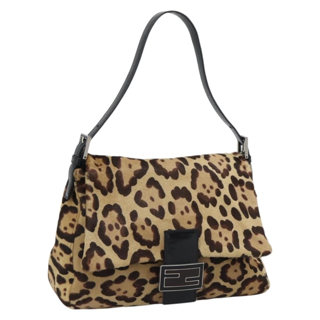Fendi Mamma Baguette Brown Unborn Calf Skin Shoulder Bag Silver Tone (1 of 18)