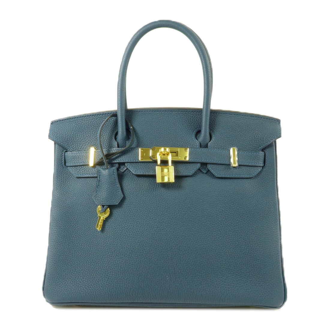 Hermes Birkin 30 Togo Leather Handbag Colvert GHW: Hermes Birkin 30 Togo Leather Handbag Colvert GHW A Birkin 30 handbag in Togo leather with calfskin (cowhide) details, presented in Colvert x BluexColvert. It features belt hardware, an inside open po