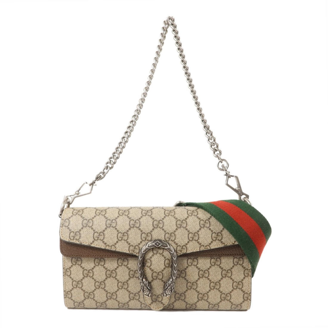 Gucci Dionysus 731782 GG coated canvas shoulder bag brown: Gucci Dionysus 731782 GG coated canvas shoulder bag brown Gucci GG SHW Dionysus Chain Shoulder Bag in brown PVC coated canvas, model 731782. This shoulder bag features a chain shoulder style, magnetic