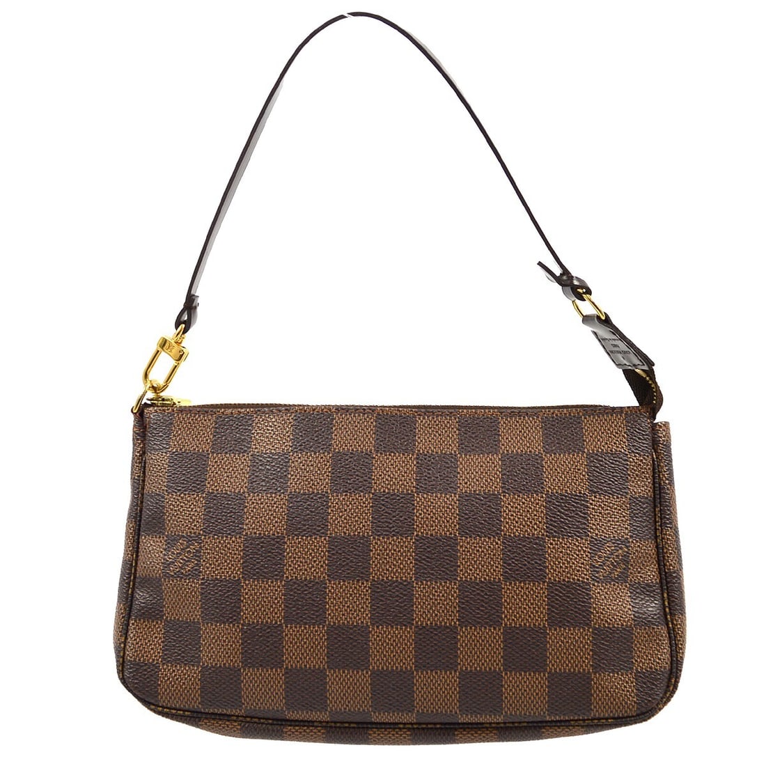 Louis Vuitton Pochette Accessoires Mini Damier Ebene Zip Pouch N51985: Louis Vuitton Pochette Accessoires Mini Damier Ebene Zip Pouch N51985 Louis Vuitton Pochette Accessoires handbag in Damier Ebene with a compact mini pouch silhouette and top handle. This zip-closure b