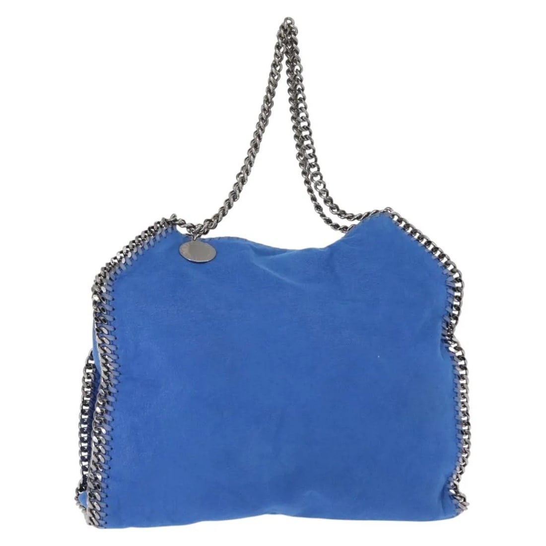 Blue Falabella Tote Bag by Stella McCartney in Shaggy Deer Polyester: Blue Falabella Tote Bag by Stella McCartney in Shaggy Deer Polyester This pre-owned Stella McCartney Falabella Tote Shaggy Deer is crafted from blue polyester and features the signature chain trim. Th