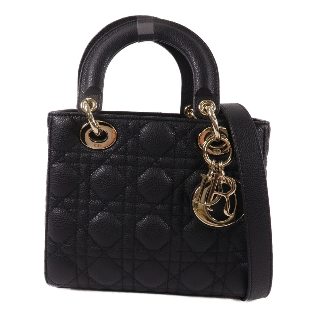 Dior Lady Dior Medium Calfskin 2 Way Bag M0565PWRT Black (1 of 15)