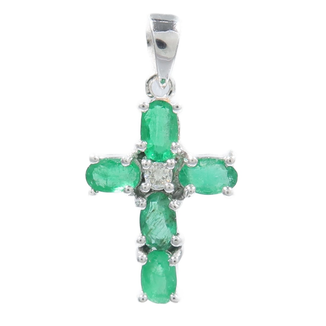 18K White Gold Emerald Jewelry Pendant Green 1.20ct (1 of 7)