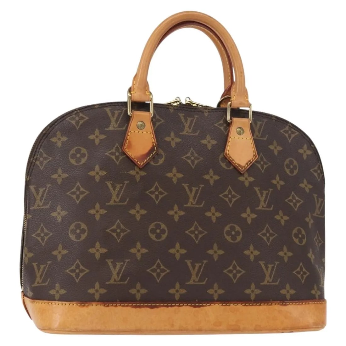 Louis Vuitton Alma Brown Monogram Canvas Handbag: Louis Vuitton Alma Brown Monogram Canvas Handbag This pre-owned Louis Vuitton Alma handbag features the iconic monogram canvas in brown. Designed for women, it measures 31cm x 24cm x 17cm and is made 