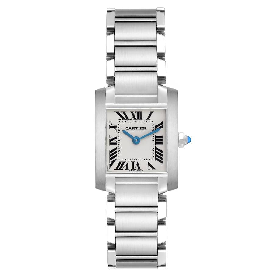 Cartier Tank Francaise Small Ladies Watch White Roman Dial Steel Ref 2384 W51008Q3: Cartier Tank Francaise Small Ladies Watch White Roman Dial Steel Ref 2384 W51008Q3 Cartier Tank Francaise Small ladies' watch with a white Roman dial and smooth steel bezel. It features a stainless st