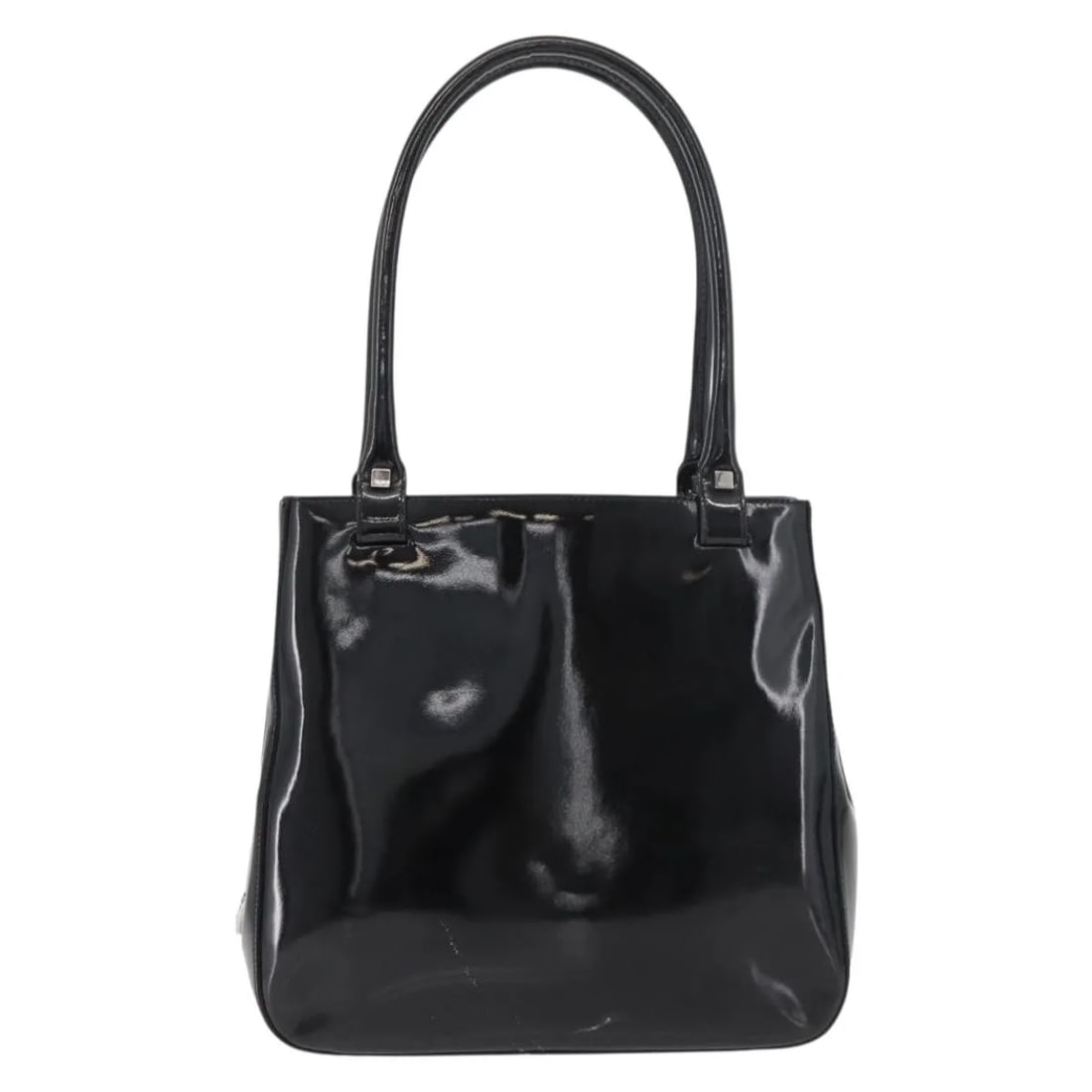 Salvatore Ferragamo black patent leather vintage tote: Salvatore Ferragamo black patent leather vintage tote This Salvatore Ferragamo vintage tote bag is crafted from black patent leather and features a classic, structured silhouette. Designed for women, 