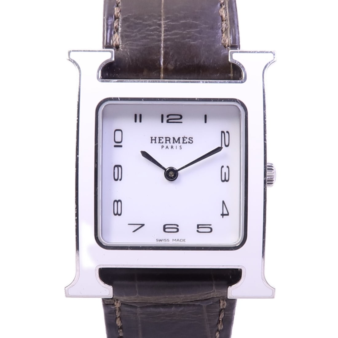 Hermes HH1.520 H Watch Ladies Quartz Ceramic Leather White: Hermes HH1.520 H Watch Ladies Quartz Ceramic Leather White Quartz ladies watch with a white ceramic case and leather belt. Model HH1.520, with a case diameter of 26 mm x 35 mm and a band length of 15.