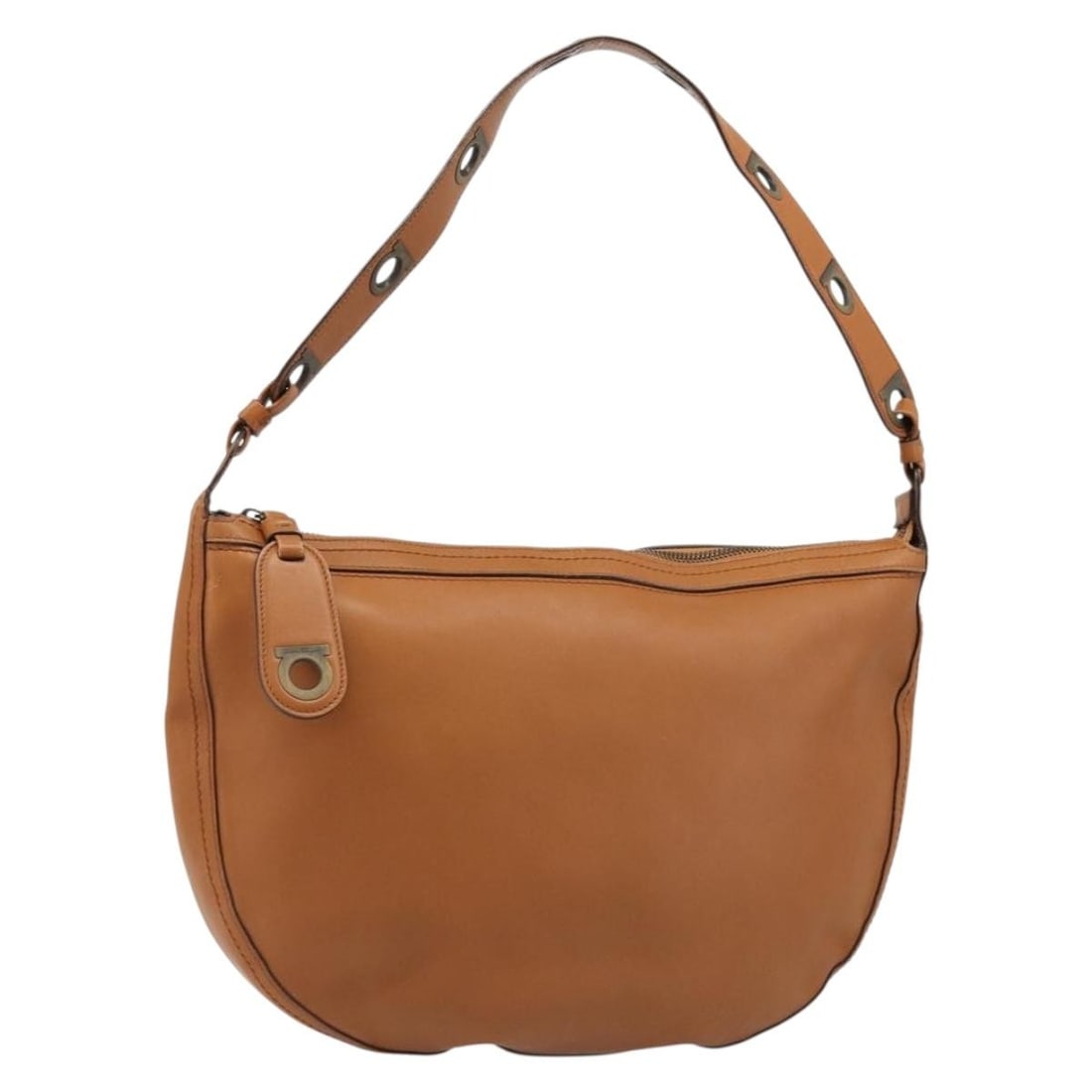 Leather Shoulder Bag Brown Salvatore Ferragamo with Dust Bag: Leather Shoulder Bag Brown Salvatore Ferragamo with Dust Bag Brown leather shoulder bag made in Italy, presented with a dust bag. It features a shoulder drop of approximately 20 cm (7.9 inches) and me