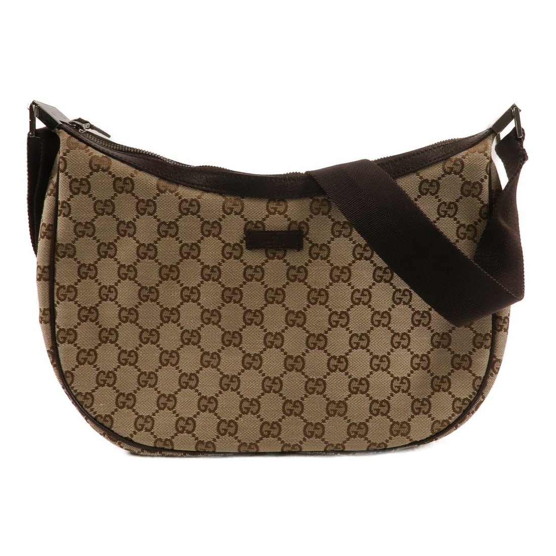 GUCCI 122790 GG Canvas Shoulder Bag Brown Silver Tone Hardware (1 of 13)