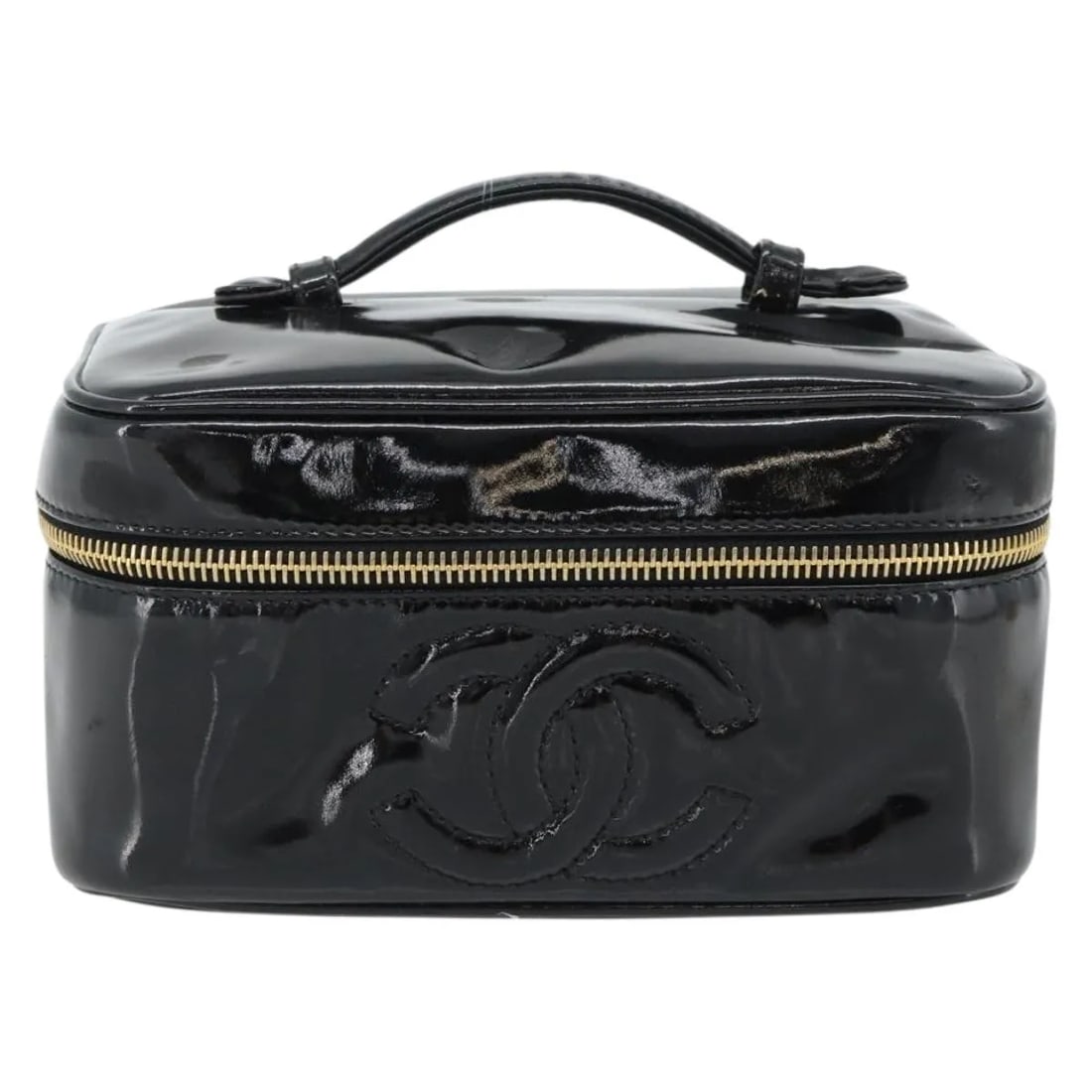 Chanel Vintage Timeless Patent Leather Cosmetic Case Black: Chanel Vintage Timeless Patent Leather Cosmetic Case Black Vintage Timeless cosmetic case by Chanel in black patent leather, made in Italy. Designed for female use, it measures 19 cm x 10 cm x 13 cm. 