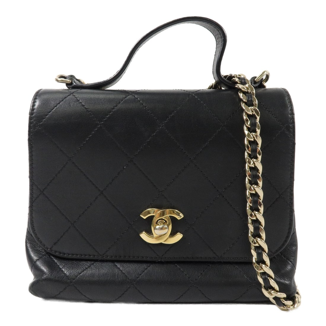 CHANEL Lambskin Chain Shoulder Bag Black CC GHW: CHANEL Lambskin Chain Shoulder Bag Black CC GHW A CHANEL CC GHW chain shoulder bag in black lambskin leather. It features a turn lock closure, one inside zip pocket, and comes with a hologram sticker.