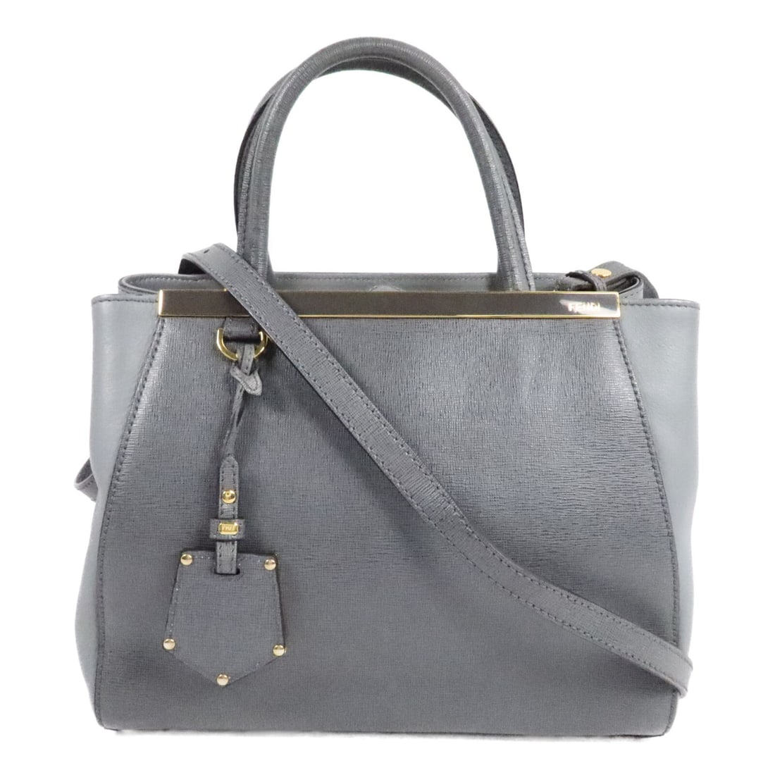 FENDI 8BH258 2 Jours Small Calfskin Satchel Gray (1 of 13)