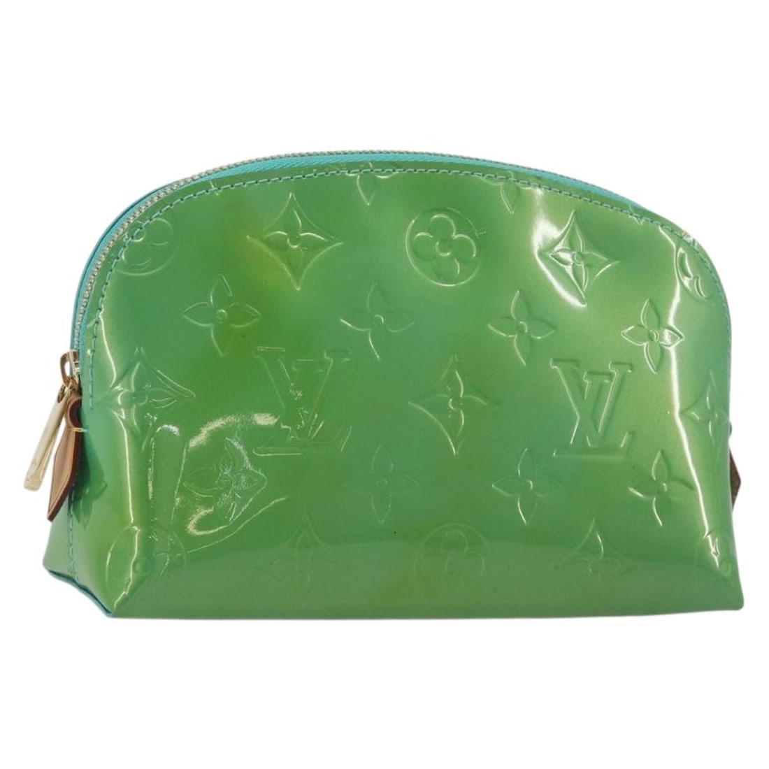 Louis Vuitton M91747 Monogram Vernis cosmetic pouch Blue Lagon: Louis Vuitton M91747 Monogram Vernis cosmetic pouch Blue Lagon Louis Vuitton Monogram Vernis Pochette Cosmetic PM pouch in Blue Lagon patent leather, made in Spain. It comes with a dust bag and is des