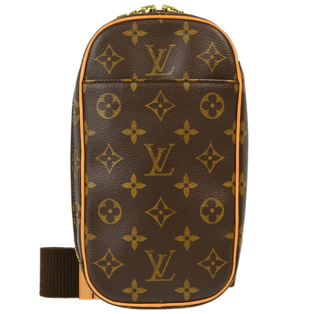 Louis Vuitton Pochette Gange Monogram Canvas Belt Bag M51870: Louis Vuitton Pochette Gange Monogram Canvas Belt Bag M51870 Louis Vuitton Pochette Gange bum bag in brown Monogram canvas with leather trim and a zip closure. This small unisex bag features a shoulde