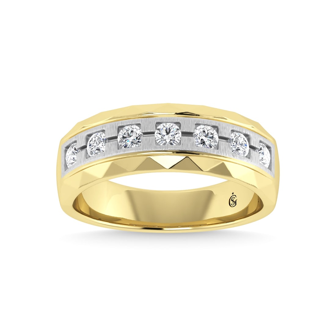 14K Two Tone Diamond 1/2 Ct.Tw. Mens Machine Fusion Band: 14K Two Tone Diamond 1/2 Ct.Tw. Mens Machine Fusion Band 14k Two Tone Stone Color: G-h Stone Clarity: I1-i2 Each ring is presented in standard size 6.5. Complimentary resizing is available between siz