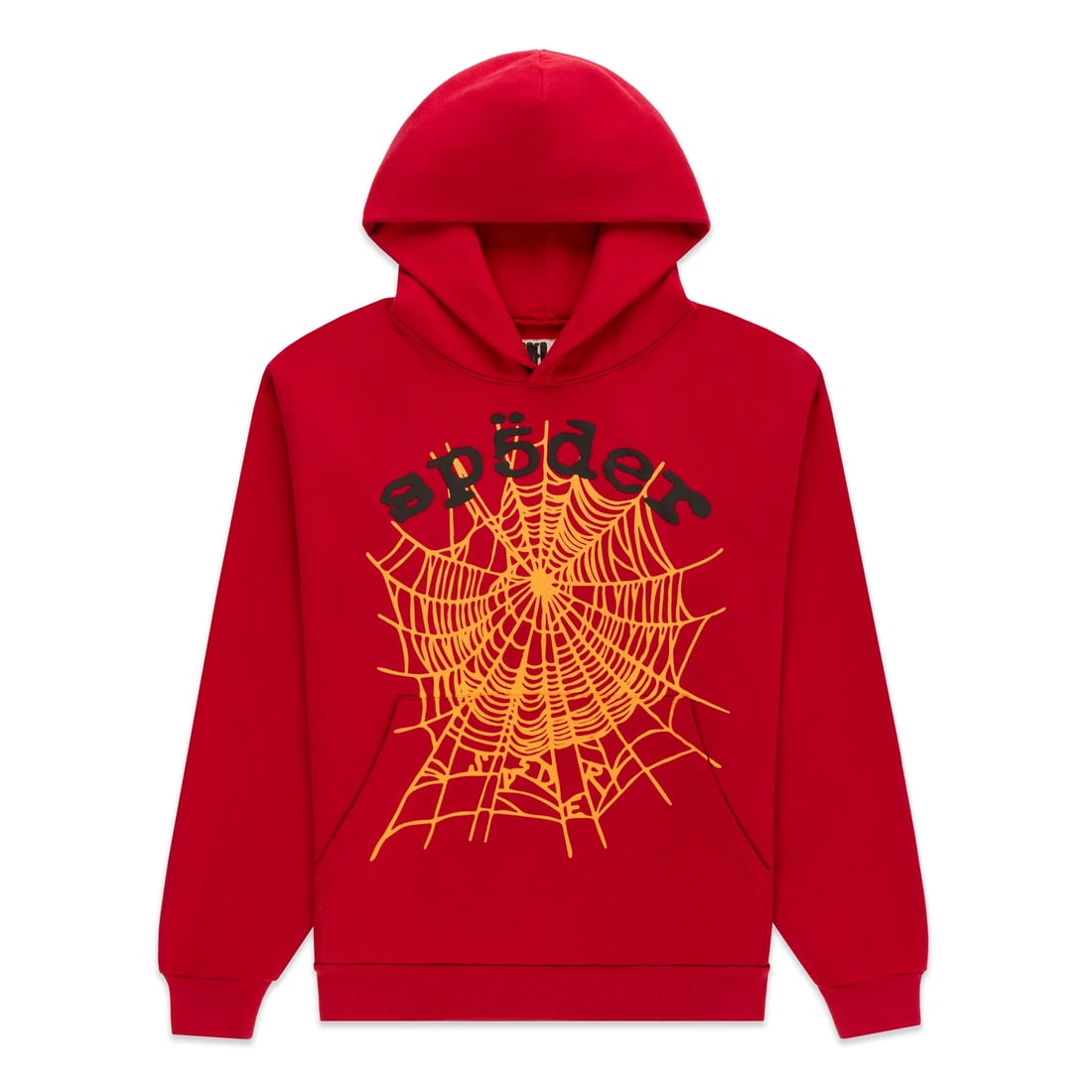 Sp5der red fleece hoodie OG Web Large: Sp5der red fleece hoodie OG Web Large The Sp5der OG Web Red Hoodie features a bold red color and the signature web graphic that represents the OG Sp5der style. Made from premium fleece, it offers a re